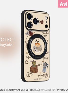 咖啡手账适用苹果17Promax手机壳新款15磁吸带支架iPhone16Pro保护套支点软边ip14高级感的文艺女13pm全包Ho3