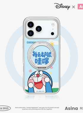 哇噻叮当猫适用苹果17Promax手机壳新款旋转磁吸带支架iPhone16Pro保护套支点ip15超火14可爱女13pm全包仿皮