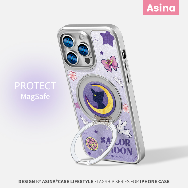 星空露娜适用苹果16Promax手机壳新款14磁吸带支架iPhone16Pro全包套支点ip15高级的可爱女13pm全包好看防摔