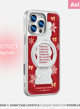 红色雪花波浪适用iPhone17Promax手机壳新款苹果16Pro磁吸带支架保护套Qo1支点14网红ip15高级闪粉13pm全包