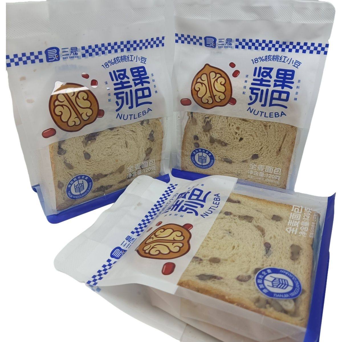 三晟全麦面包坚果列巴红豆吐司代餐营养早餐即食充饥零糕点批发