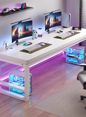 简易实木电竞桌台式电脑桌卧室家用双人书桌办公桌工作台学习桌