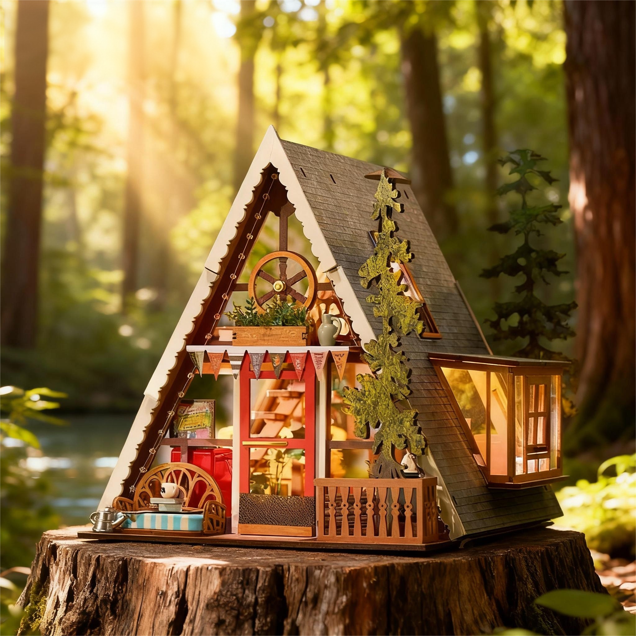 rolife若来三角木屋手工diy小屋艺术屋房子欧式别墅微缩模型礼物