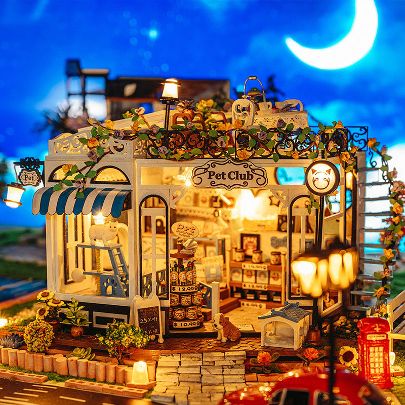 迷你宠物店模型屋diy手工小房子