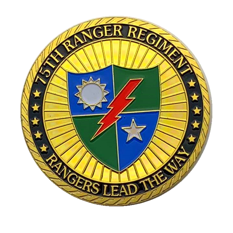 现货 美国挑战75游骑兵团镀金纪念币 收藏币把玩金币硬币纪念章