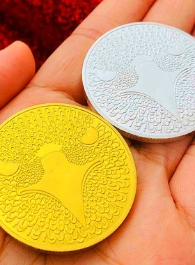 工艺镀金猫头鹰把玩硬币金币币