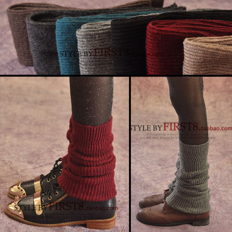 酒红细纹理堆堆袜直纹羊毛袜套 女 护腿套护膝 靴套 鞋套秋保暖