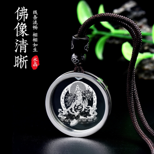 新品水晶吊坠钛钢项链