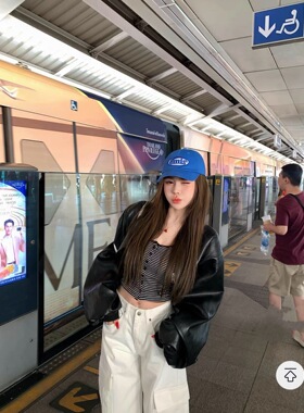 2026春季新款韩版宽松休闲百搭设计感短款拉链皮衣外套女