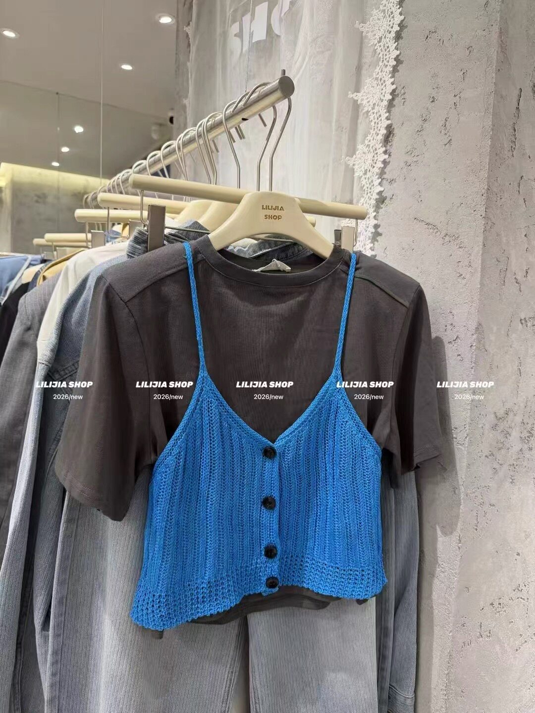 MIDO家 韩国东大门2026春韩版时尚百搭显瘦针织吊带背心两件套