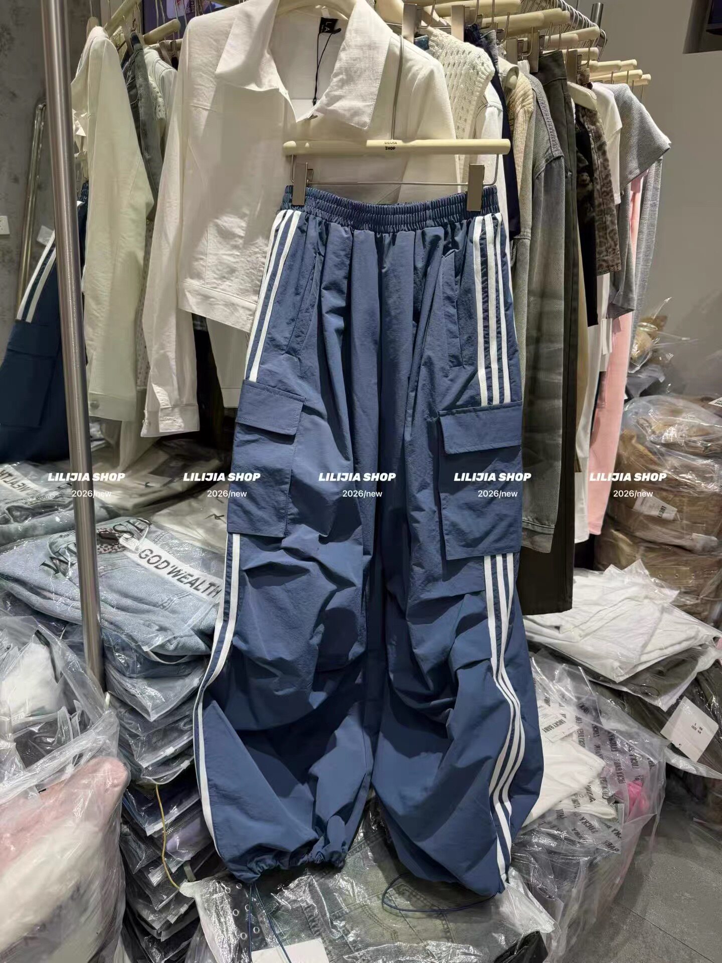 2026夏季新款韩版时尚百搭宽松显瘦三条杠工装裤女休闲裤