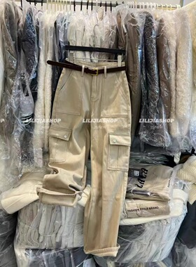 2025秋冬新款韩版时尚百搭宽松显瘦高腰工装直筒阔腿裤女