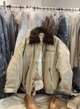 2025秋冬新款韩版宽松显瘦百搭翻领毛毛领加厚羽绒外套女