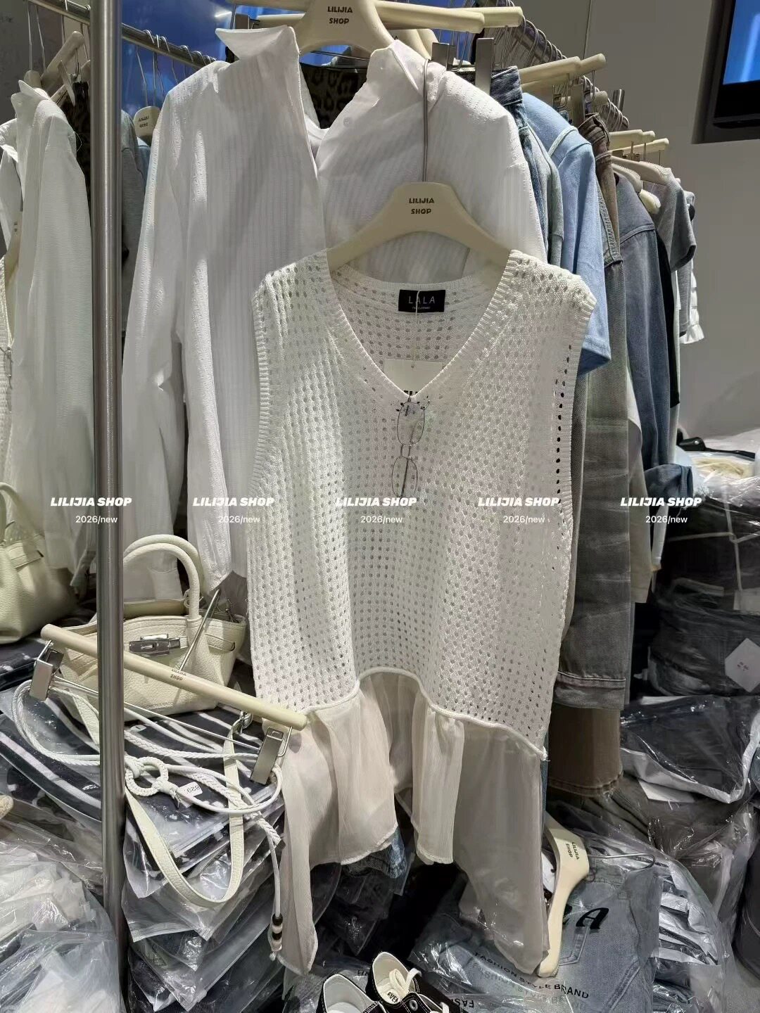 2026新款韩版时尚百搭显瘦高级感气质镂空针织背心裙女