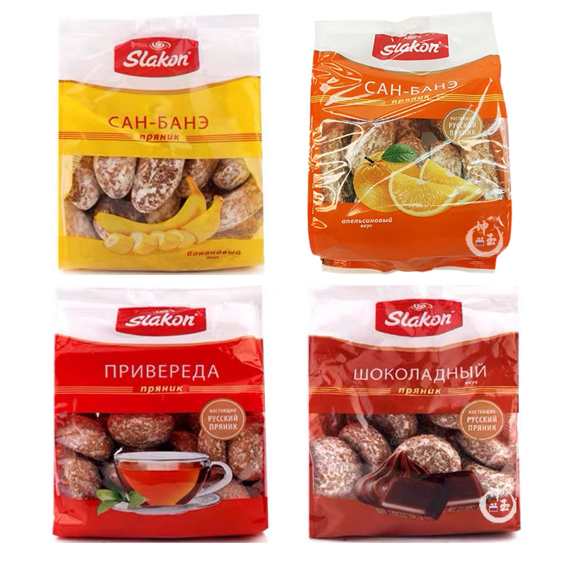 俄罗斯进口粗粮面包香蕉蜂蜜光头饼干巧克力蜂蜜香蕉饼干甜点450g