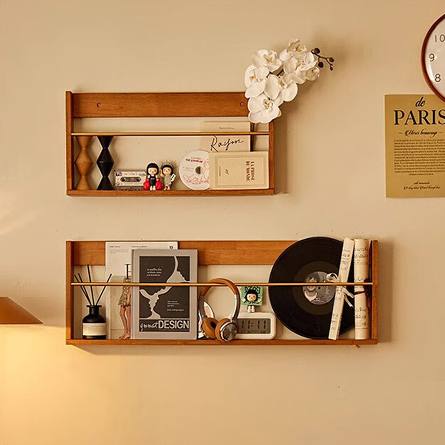 实木书报架墙上置物架悬挂式客厅厨房浴室办公室墙壁报刊杂志架子