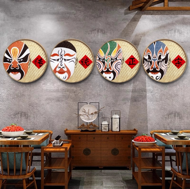 簸箕画国粹文化戏曲川剧挂画戏剧现代装饰画
