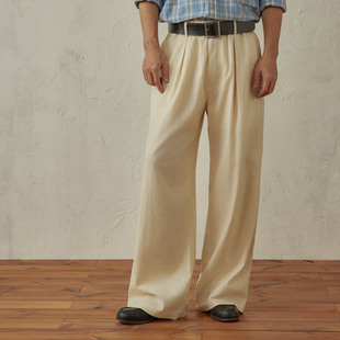 亚麻长裤 SUPERTOFU老钱风 凉感透气 半内衬防扎肉 AW25 棉麻混纺
