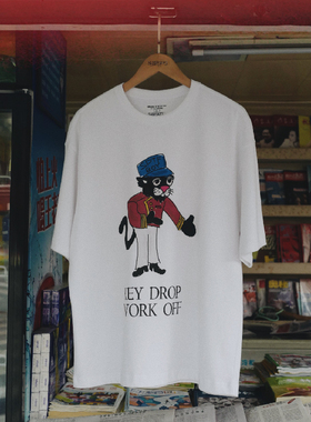 SUPERTOFU黑豹门童 手绘 欢迎休息 数码印花 短袖T恤