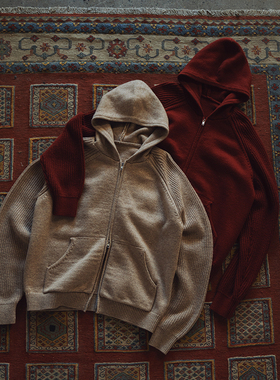 SUPERTOFU AW24不同织法拼接 合身版型 羊毛混纺 双拉链针织衫