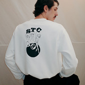 SUPERTOFU桌球主题 AW25 亨利领长袖 做旧复古印花 软糯舒适华夫格