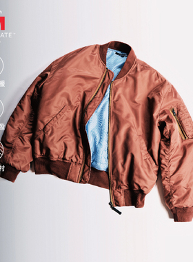 SUPERTOFU AW24 条纹内衬三文鱼色MA1 3M填充夹棉夹克 Bomber外套