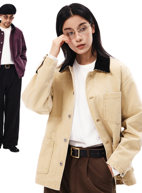 SUPERTOFU灯芯绒领 格纹内衬 洗水做旧 多袋工装夹克外套SS26