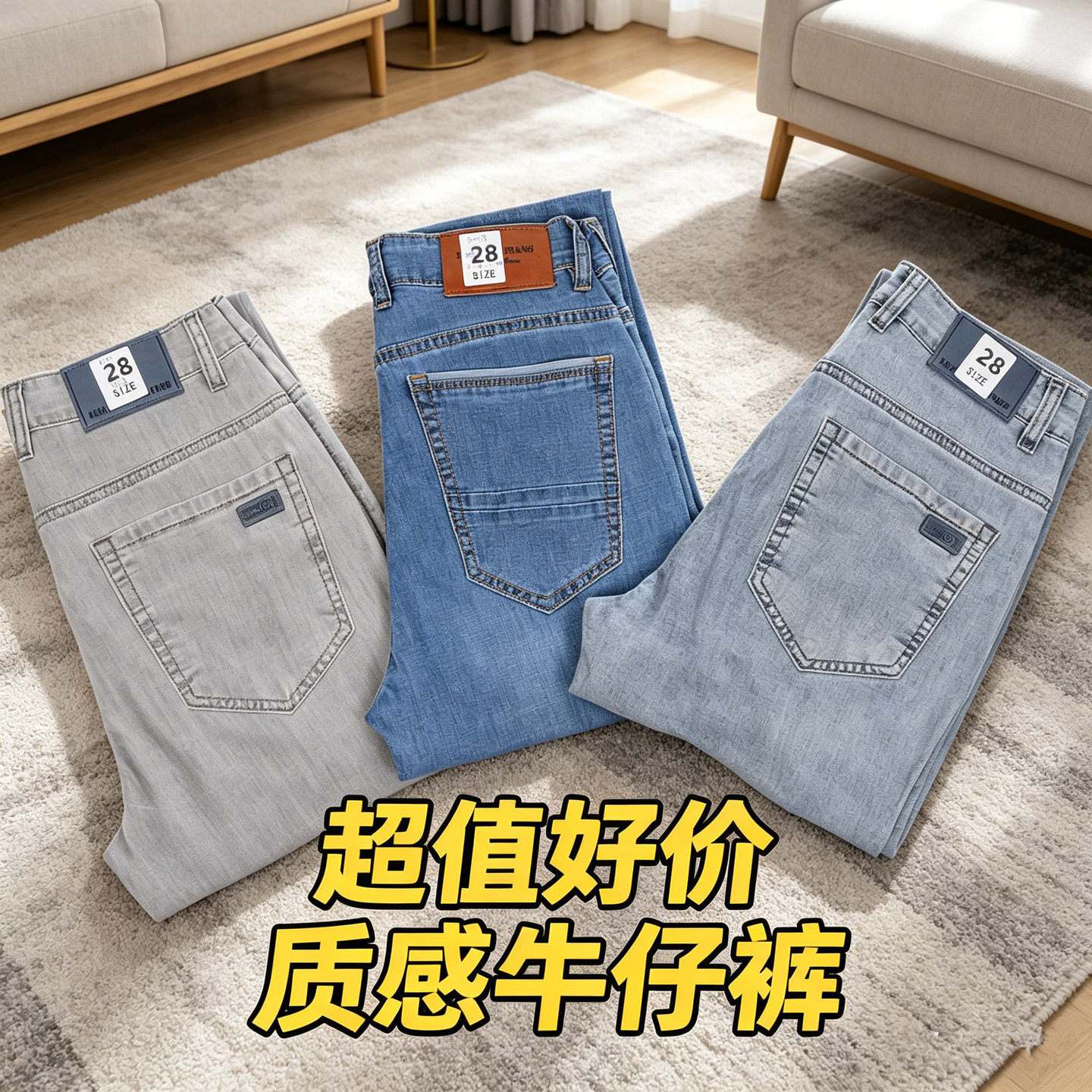 夏季薄款弹力直筒男士牛仔裤
