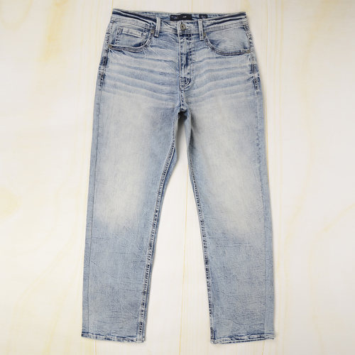 男士复古做旧弹力直筒牛仔裤