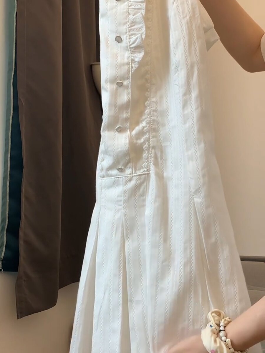 여성을위한 프렌치 화이트 드레스 여름 새 셔츠 스커트 대학 스타일 작은 슬림 기질 티 브레이크 스커트 짧은 스커트