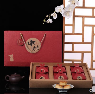 2023新款高档中秋节月饼包装盒礼盒4/6/8粒装蛋黄酥空盒子定制