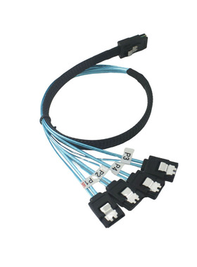 八鹰 背板SATA 7P转Mini SAS 36p反接线SFF 8087一拖四逆向数据线