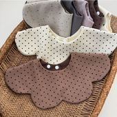 ins风韩版 婴儿棉质围嘴围脖口水巾华夫格男女宝宝新生儿卡通围兜