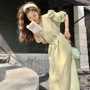 出货中 2022夏季新款 淡绿色连衣裙225-6627-P105（控158）图片