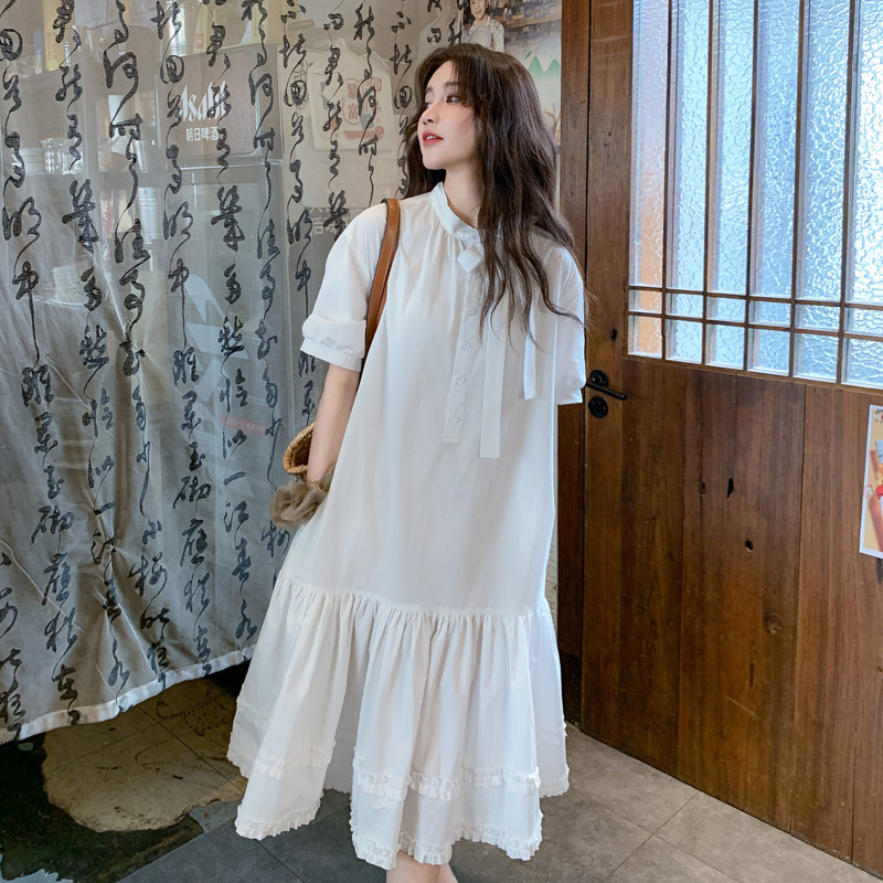 法式休闲衬衫白色连衣裙女夏2025新款小个子减龄爆款高级感公主裙,女装连衣裙,浙宝225
