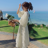 2022夏季新款泡泡格面料白色黑边连衣裙225-6615-P105（控158），女装连衣裙，浙宝225