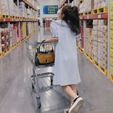 已出货2022黑色密边设计浅蓝色连衣裙225-6609-P105（控158），女装连衣裙，浙宝225