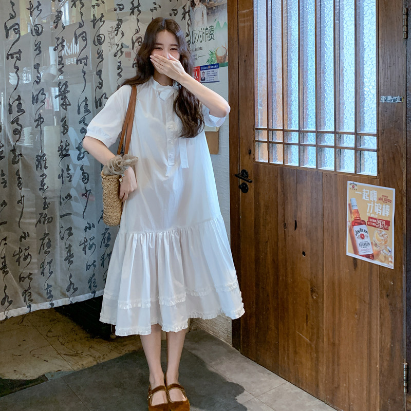 法式休闲衬衫白色连衣裙女夏2025新款小个子减龄爆款高级感公主裙,女装连衣裙,浙宝225