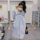 已出货2022黑色密边设计浅蓝色连衣裙225-6609-P105（控158），女装连衣裙，浙宝225