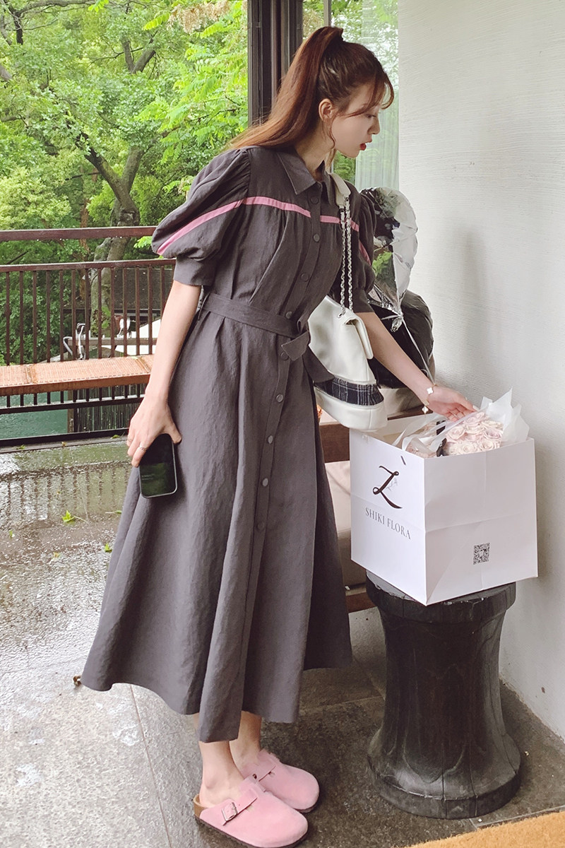 2023夏季新款撞色镶边时尚连衣裙225-23085-P120-控178,女装连衣裙,浙宝225