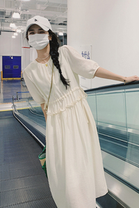休闲白色连衣裙女夏季女装2025新款夏装设计感小众温柔风气质长裙图片