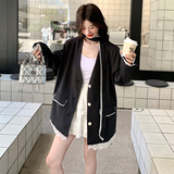 口袋女翻领宽松型蕾丝西装领西装百搭西服设计感宽松小香风春秋，女装西装，浙宝225