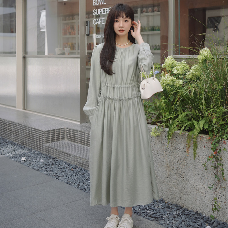 已出货20223春季新款长袖浅绿色连衣裙225-7016-P115（控168）,女装连衣裙,浙宝225