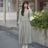 已出货2022秋季新款长袖浅绿色连衣裙225-7016-P115（控168），女装连衣裙，浙宝225