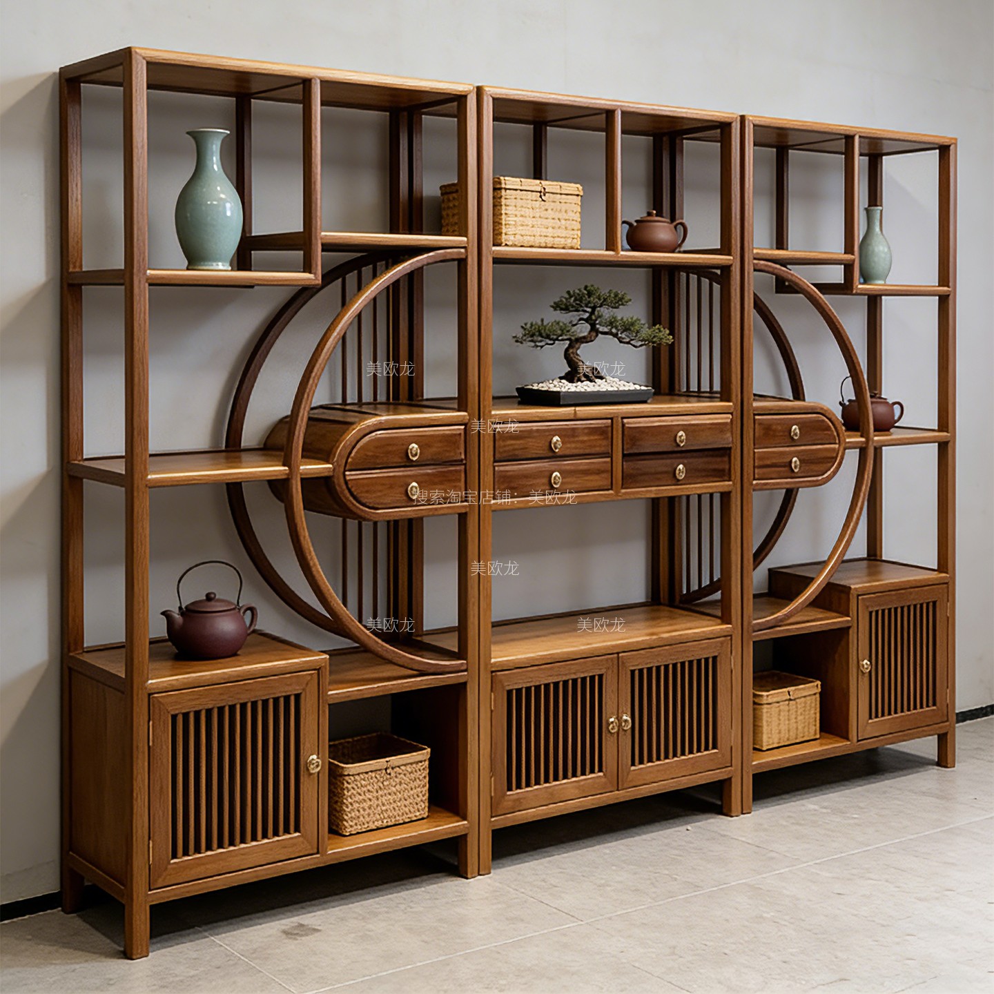 南美胡桃木博古架实木中式多宝阁
