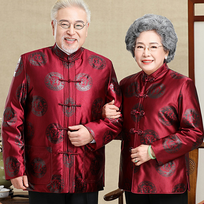 国风唐装女改良款潮上衣中式盘扣老年人情侣装大码长袖福字外套秋