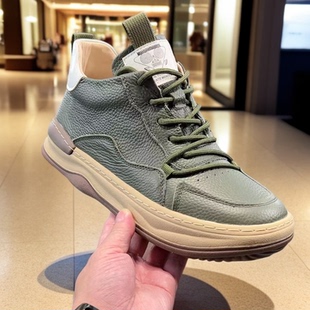 男士 高帮头层牛皮小白鞋 休闲板鞋 皮鞋 真皮透气2505 男款 德奈虎