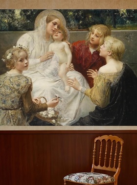 ins风欧式古典复古油画风挂布背景布卧室床头装饰布民宿酒店挂毯