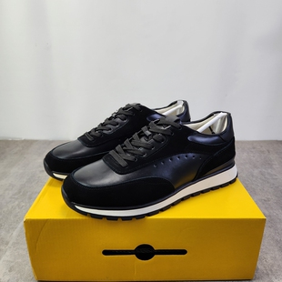 轻便百搭纯黑色阿甘鞋 时尚 头层牛皮透气运动休闲鞋 出口欧洲单男士
