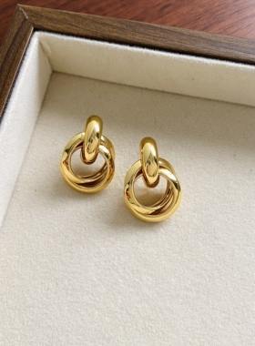 欧美重工金属圈圈耳钉女ins风百搭通勤耳环女潮流时尚吸睛耳饰品